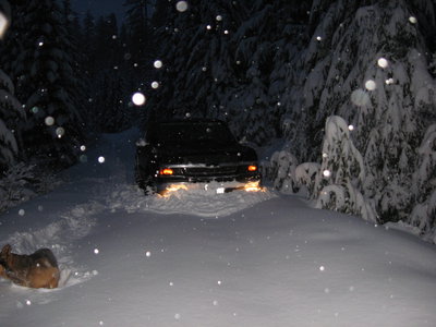 my chevy about two weeks ago checking out our snowboarding runs.