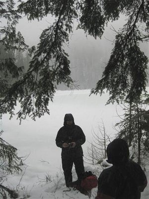 Nick, Dion and Sara just up from the shore trying to stay warm